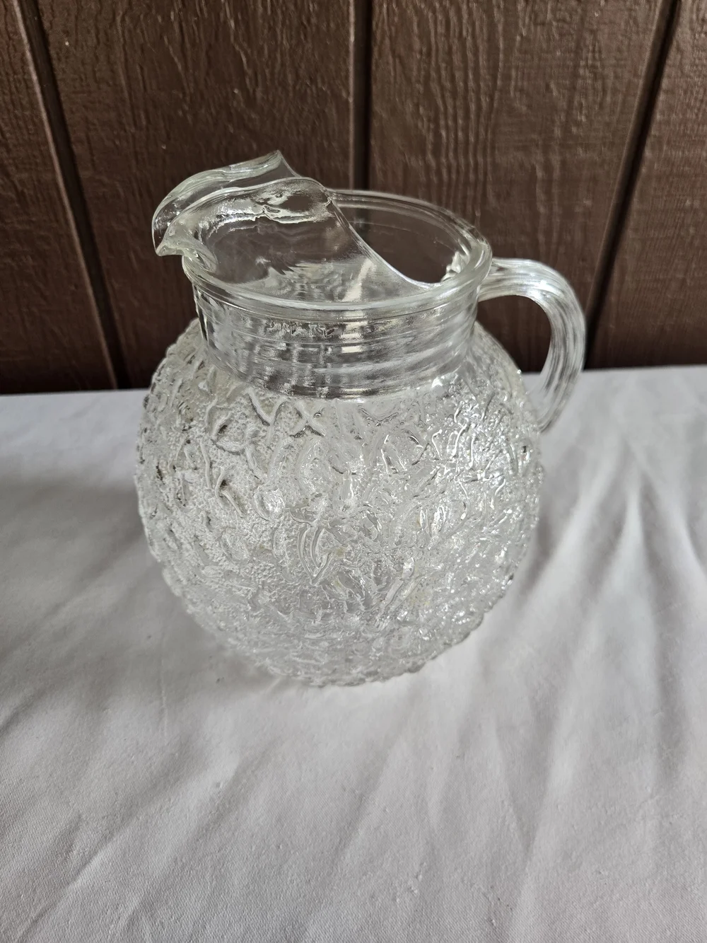 Clear Textured Glass Pitcher